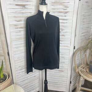 SMARTWOOL Women's L Classic Thermal Merino Base Layer Pullover Quarter Zip Black